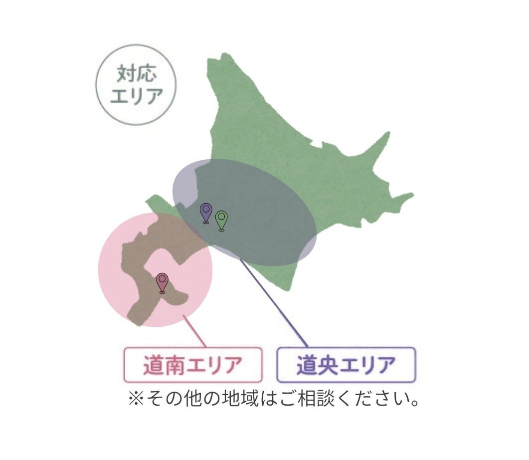 北海道の対応エリア地図(道南・道央)